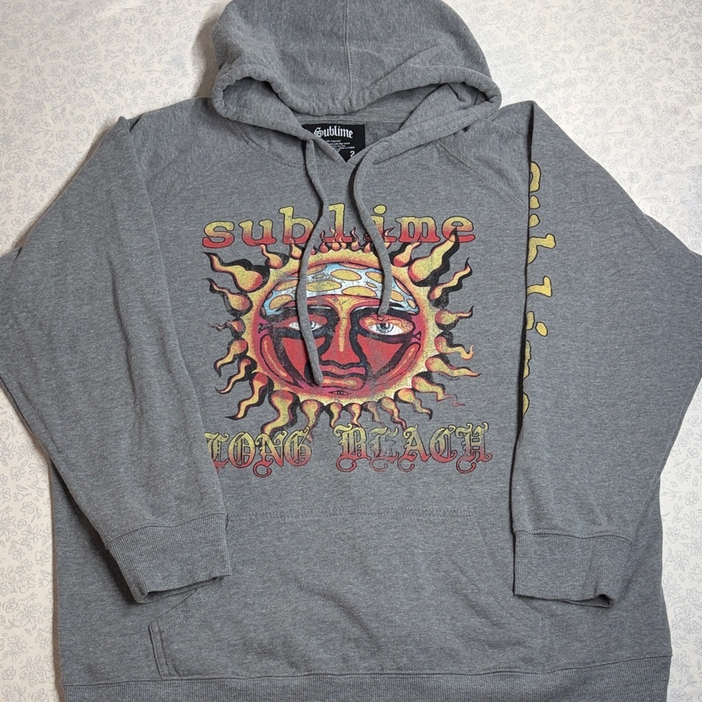 Sublime Long Beach Sun Graphic Hoodie – Gray 90s vibes